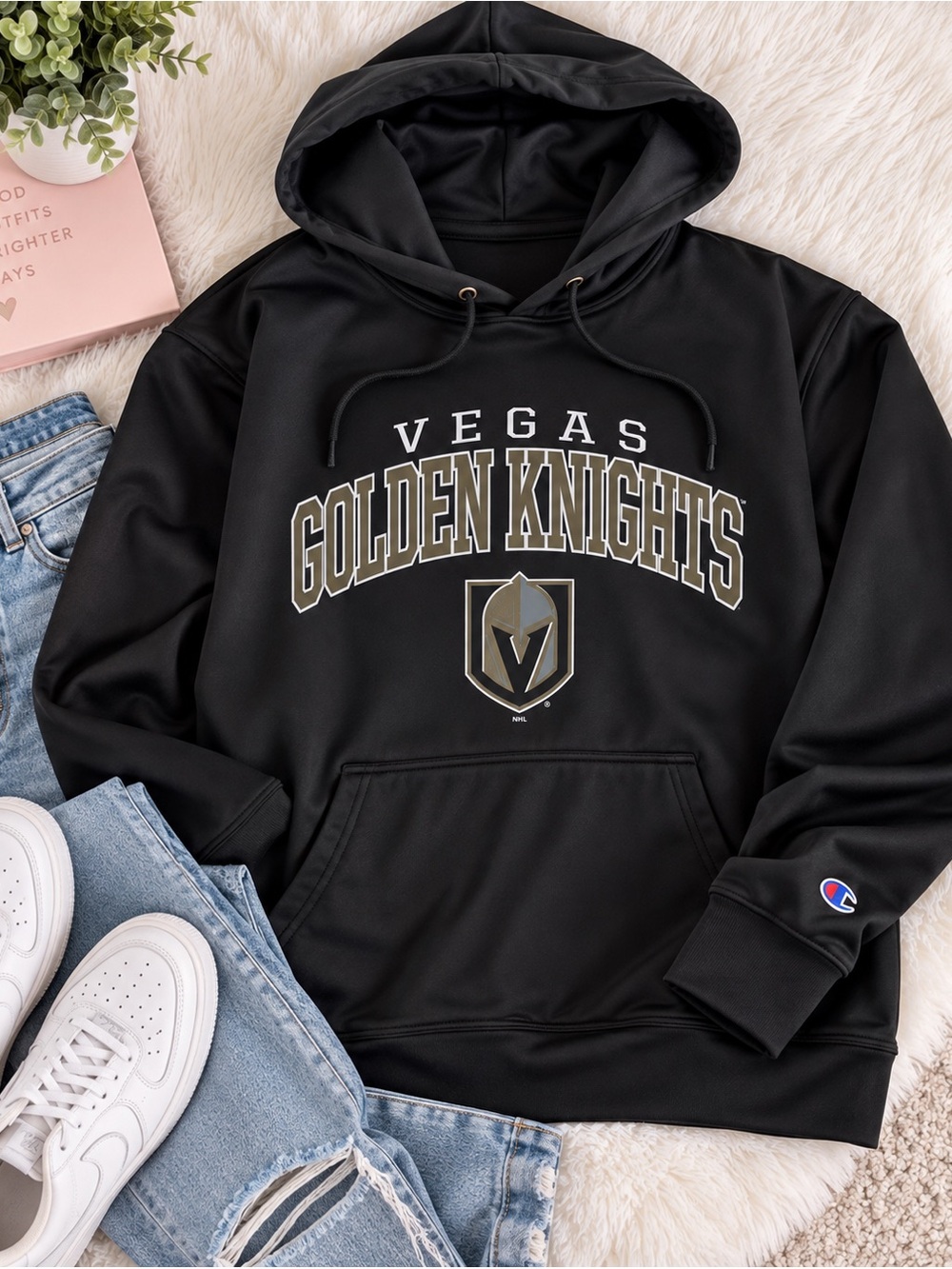 Champion Vegas Golden Knights Black Pullover Hoodie Size XL